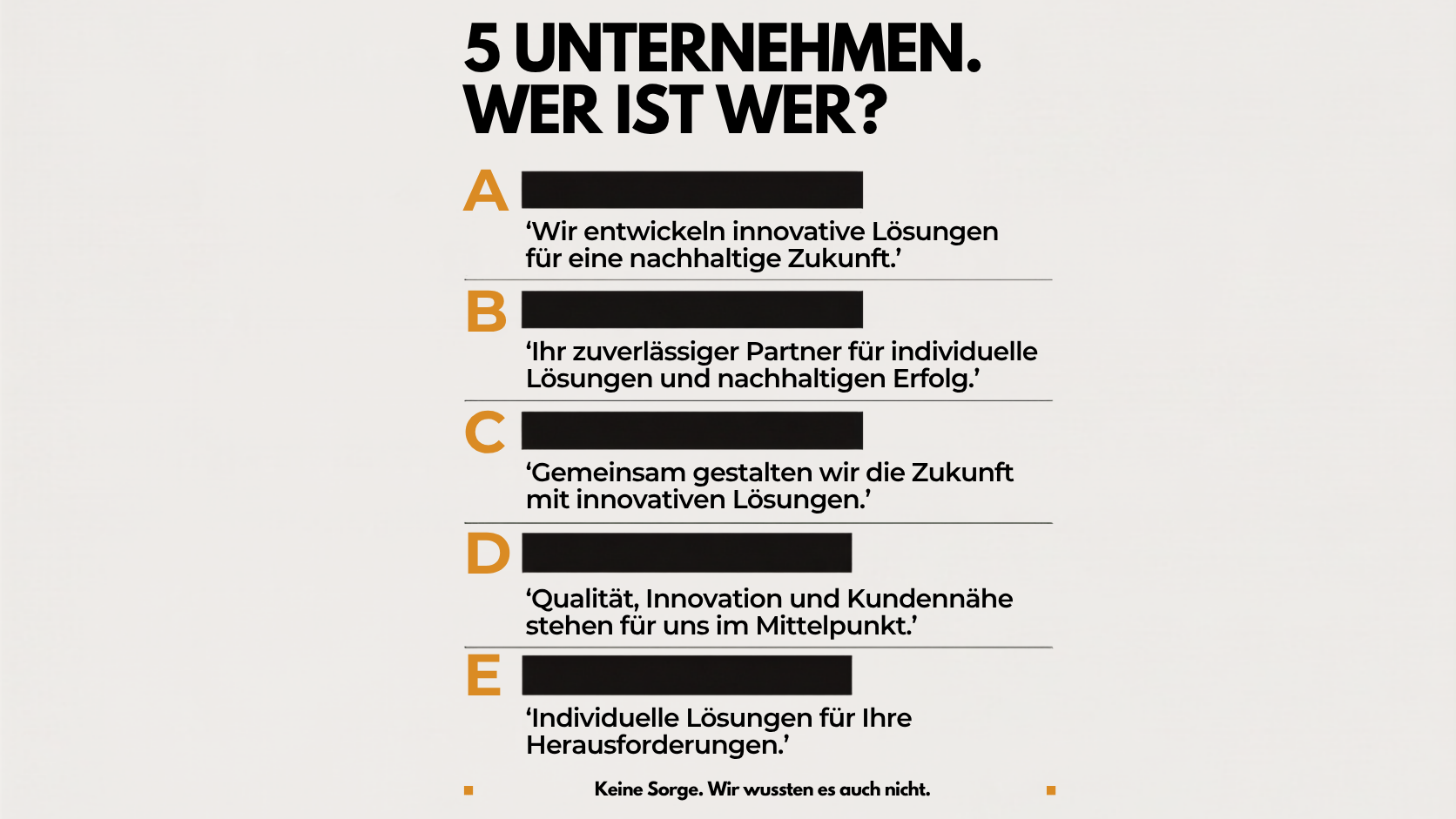 Wenn fünf Unternehmen gleich klingen, hat keines ein Profil